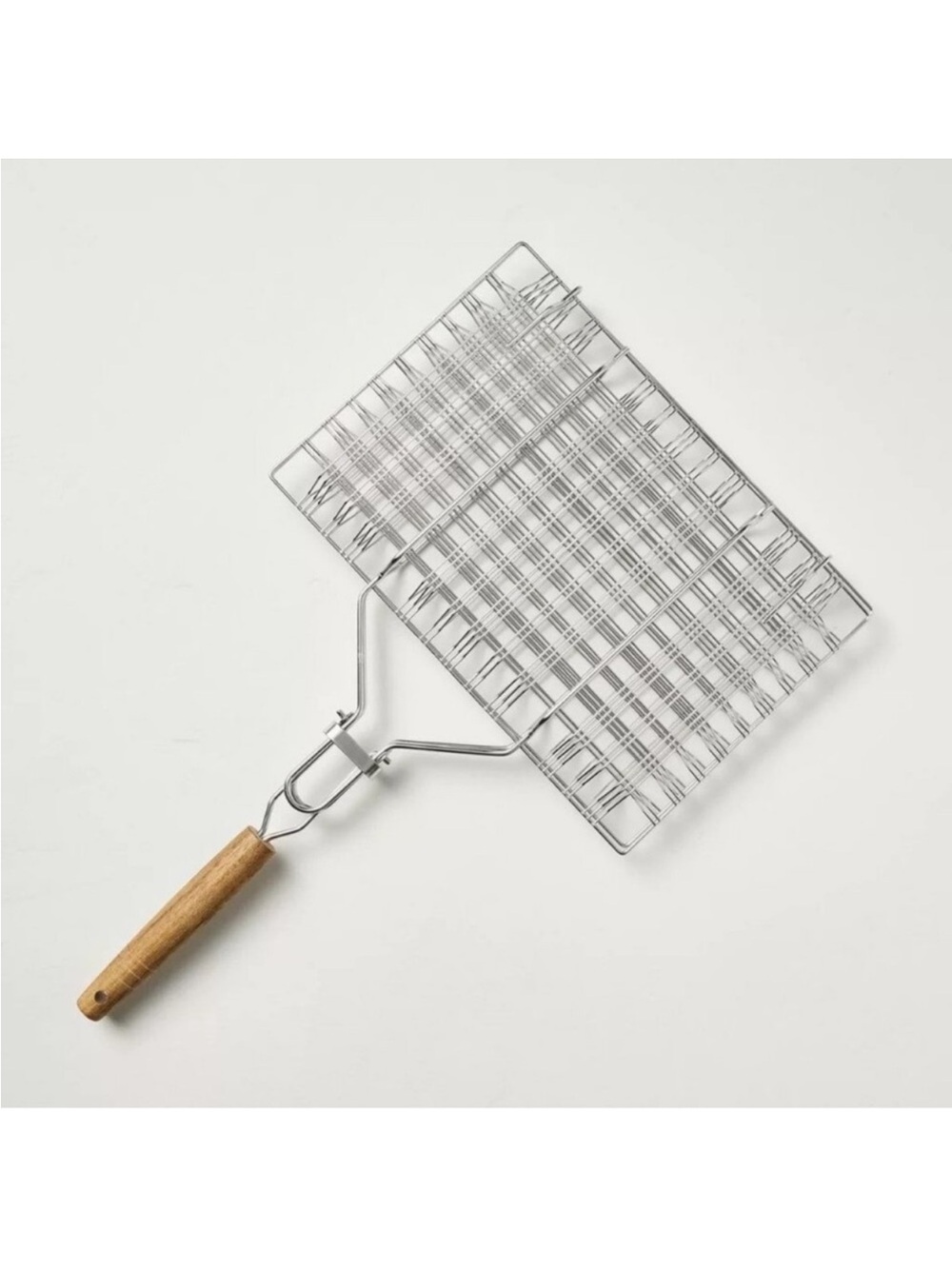 Hearth & Hand Stainless Steel Grill Basket w/ Wood Handle for Grilling Summer